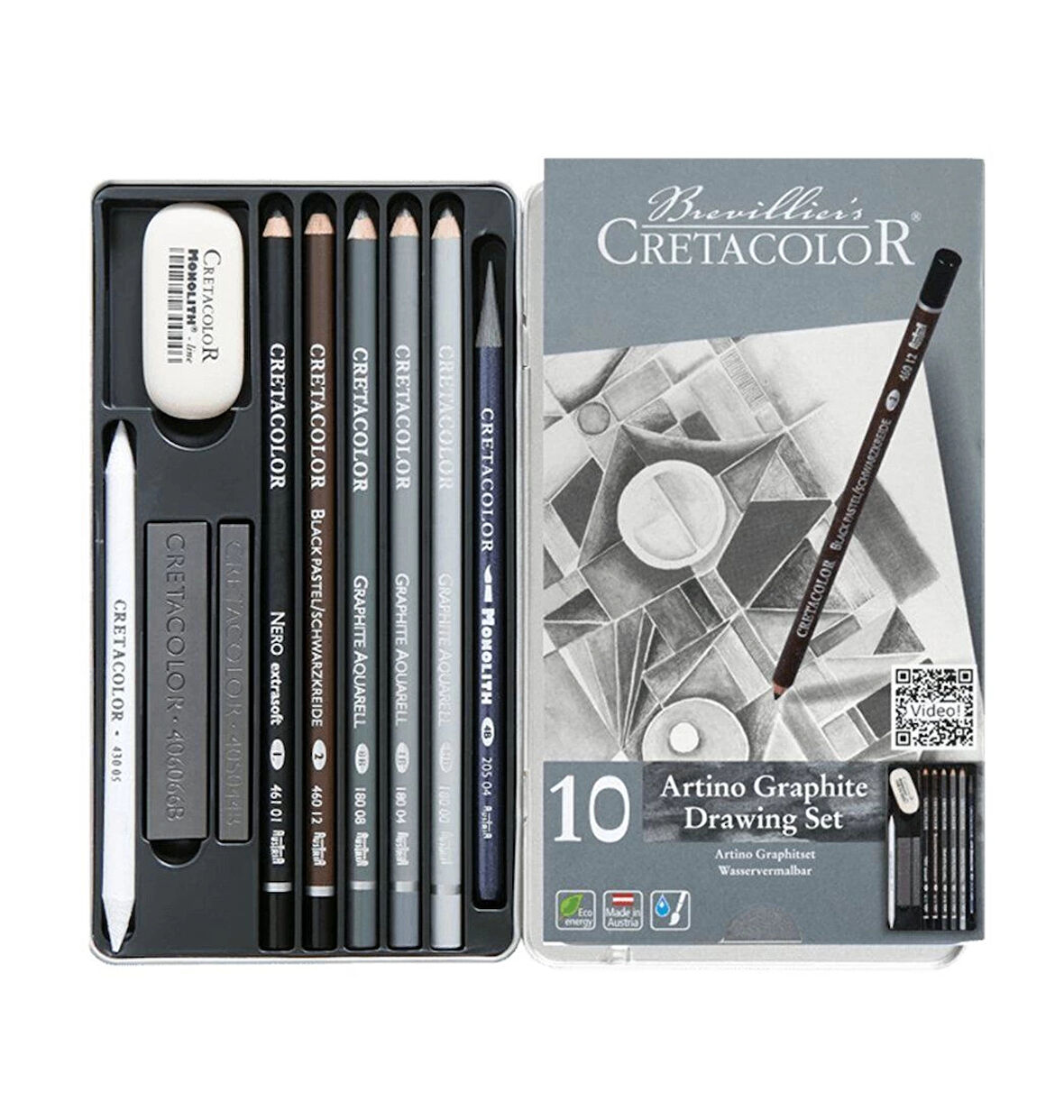 Supertrend Artino Graphite Drawing Set Karakalem Eskiz Çizim Seti Metal Kutu 10 Parça