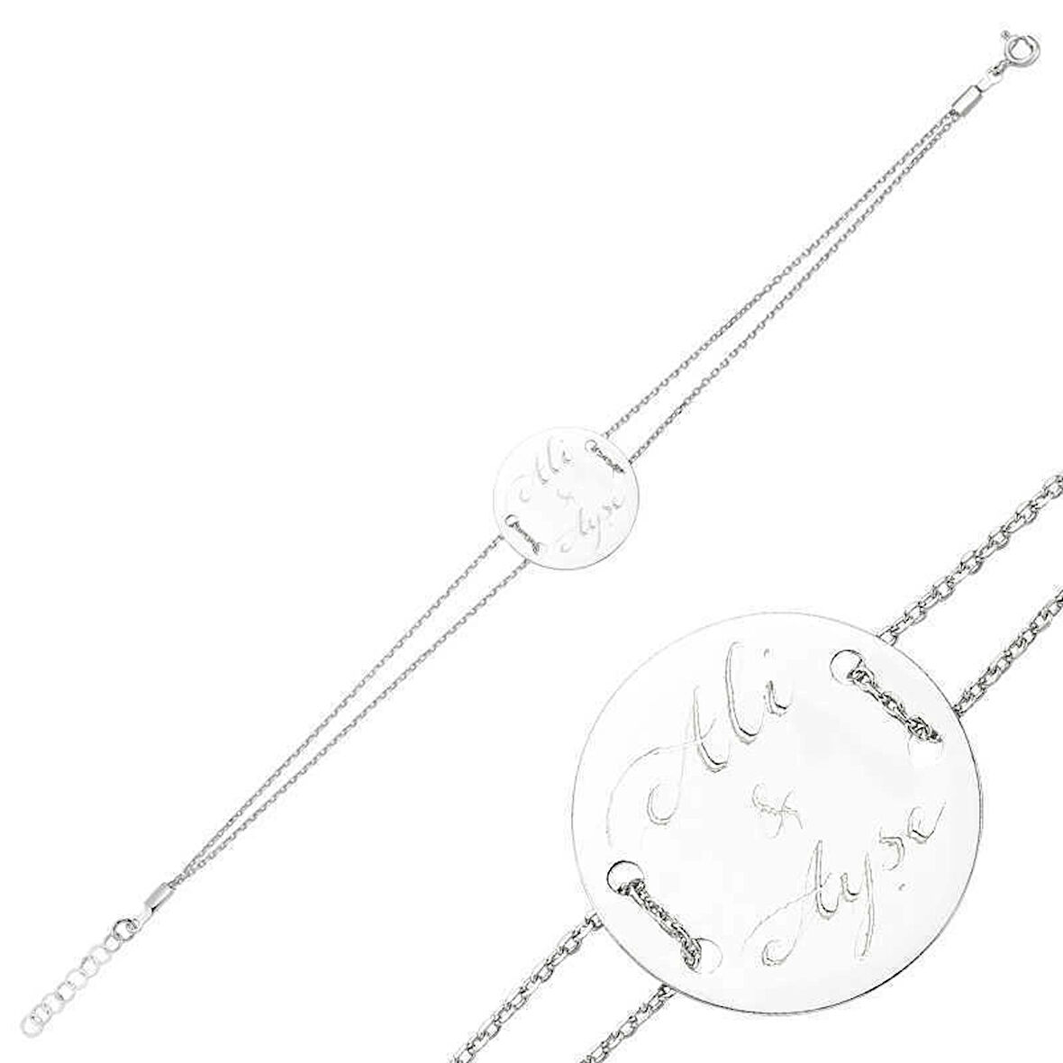 Supertrend Gümüş İsimli Yuvarlak Plaka Kadın Bileklik