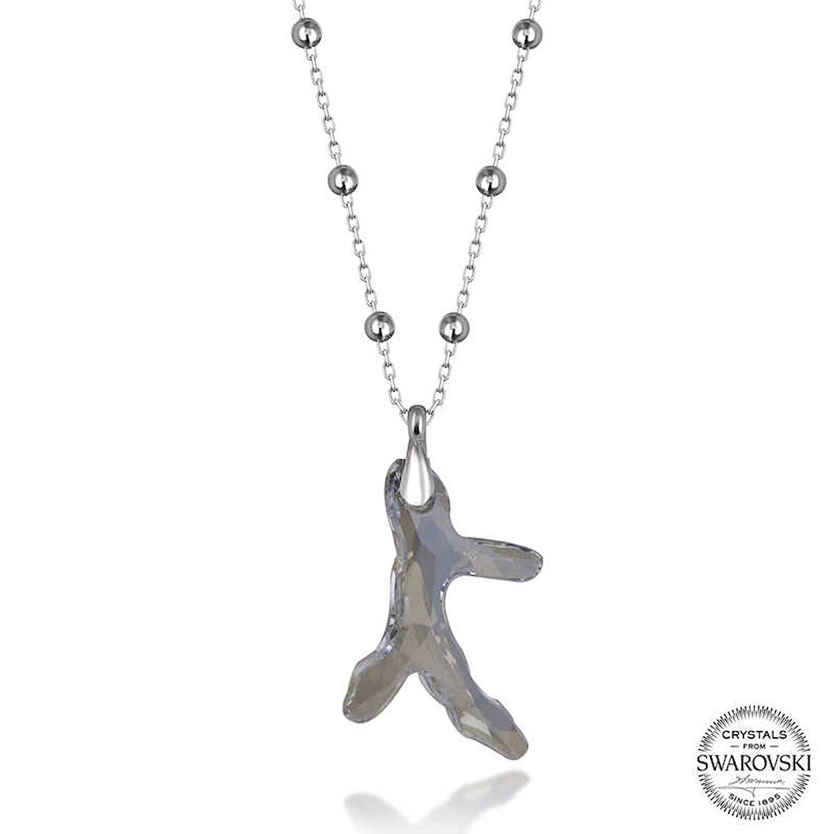 Supertrend Swa Crystal Taşlı Top Zincir Mercan Gümüş Kadın Kolye