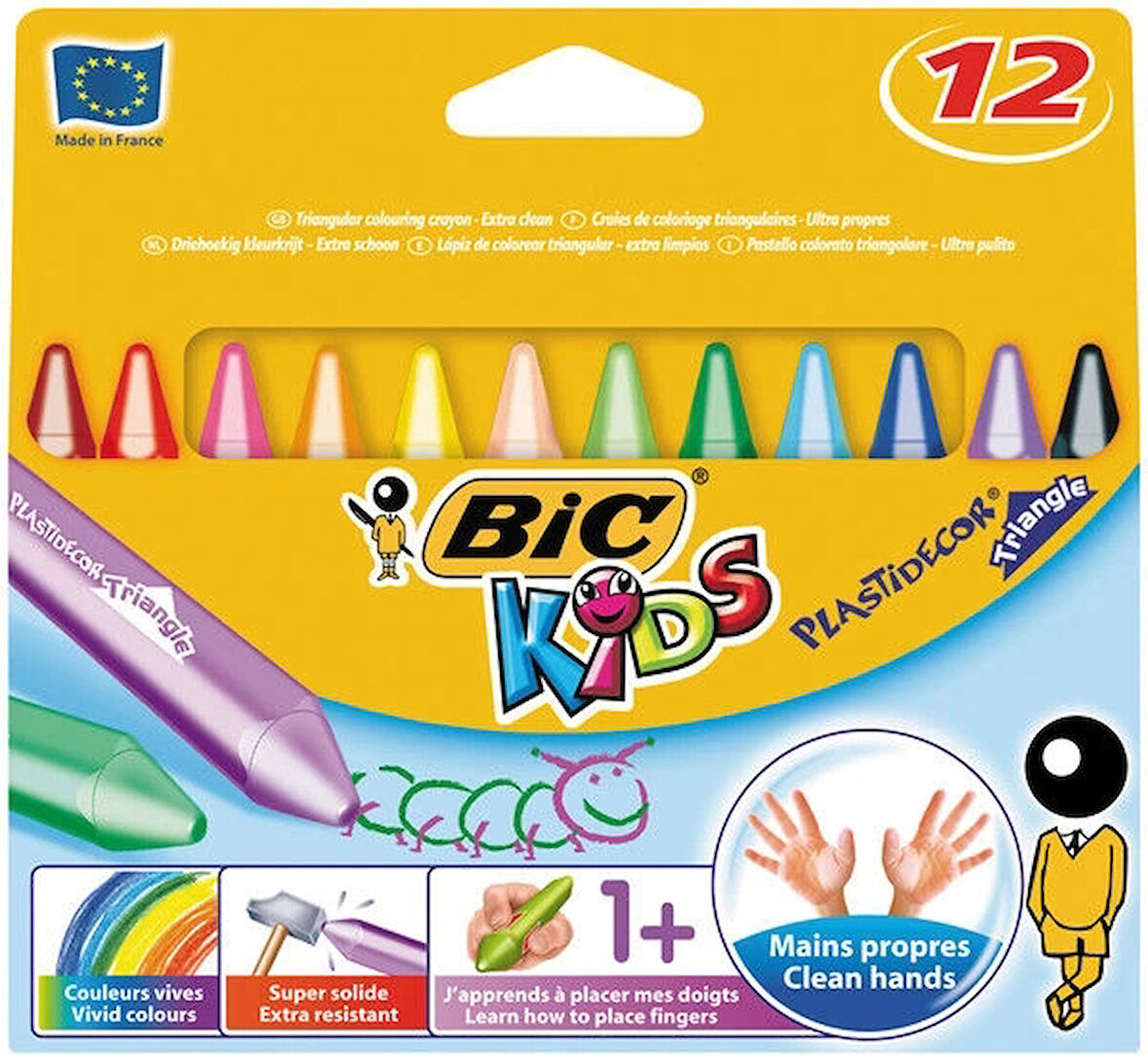Supertrend Kids Plastidecor Triangle Elleri Kirletmeyen Üçgen Jumbo Mum Pastel Boya 12 Renk