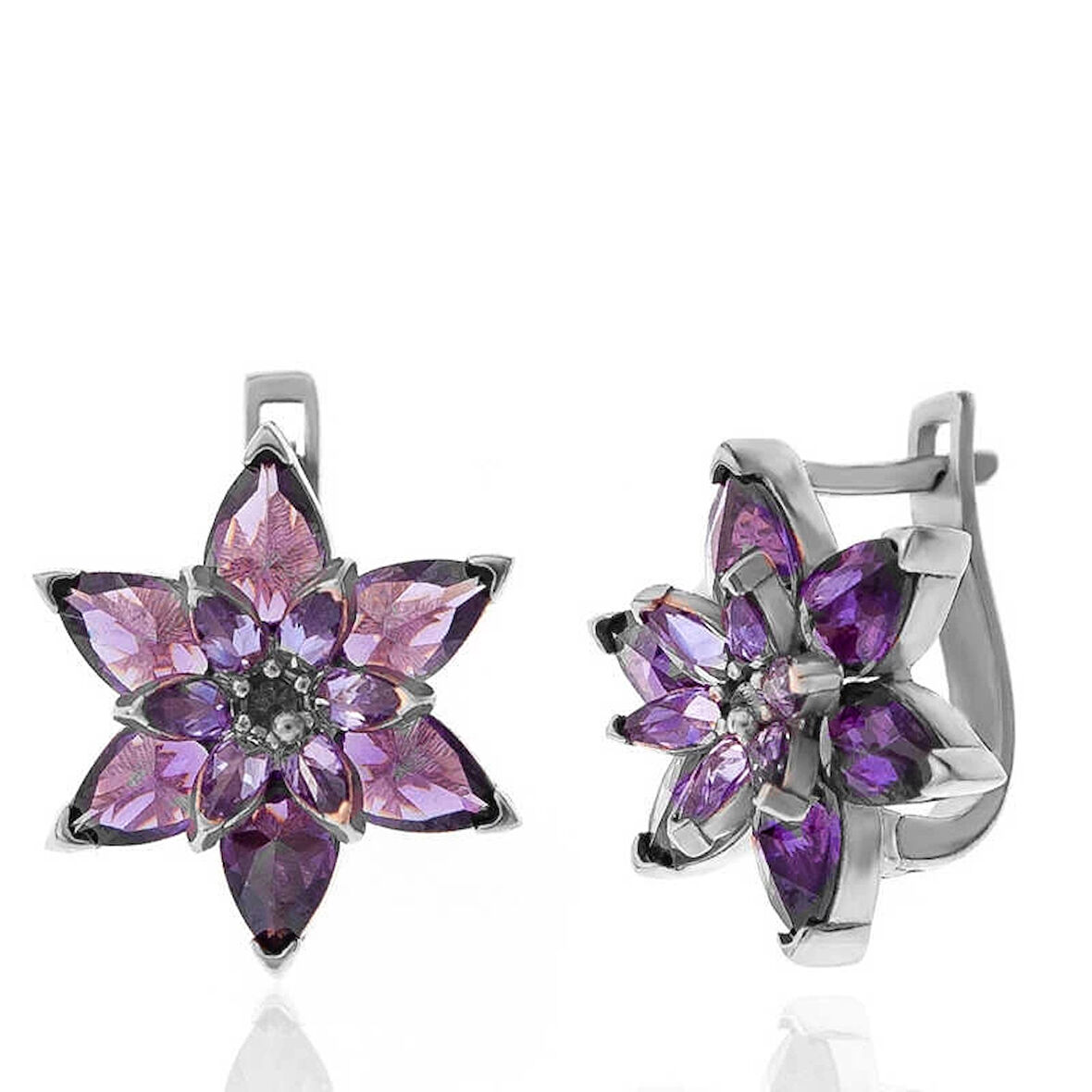 Supertrend Gümüş Mor Lotus Çiçeği Kadın Küpe