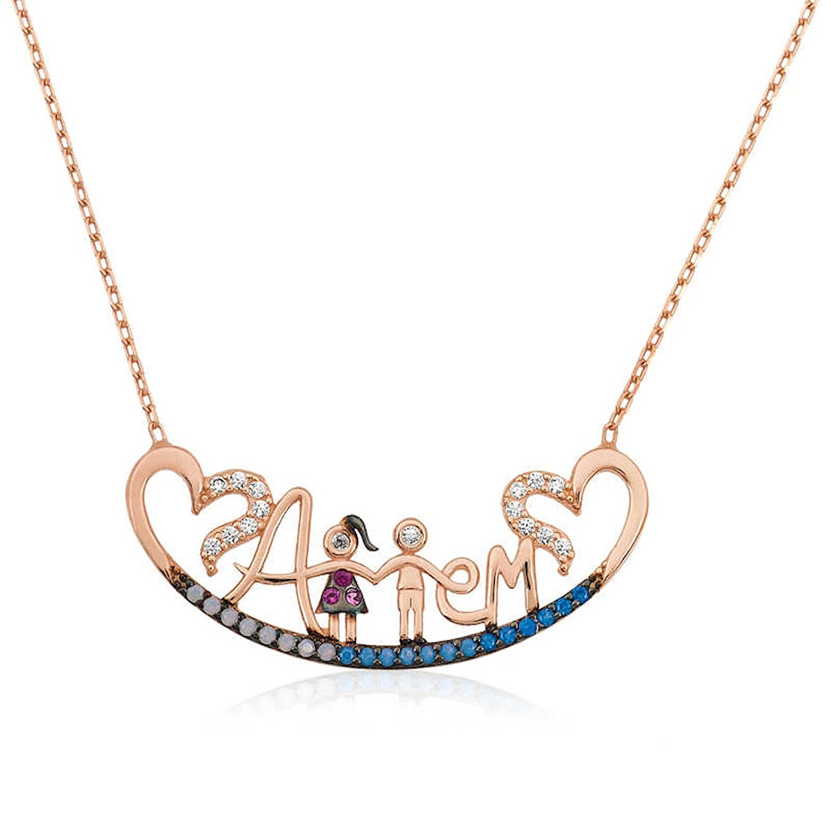 Supertrend Gümüş Rose Annem Yazılı Kadın Kolye