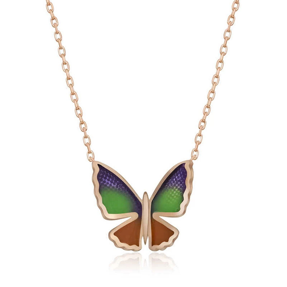 Supertrend Gümüş Rose Minimal Kelebek Kadın Kolye