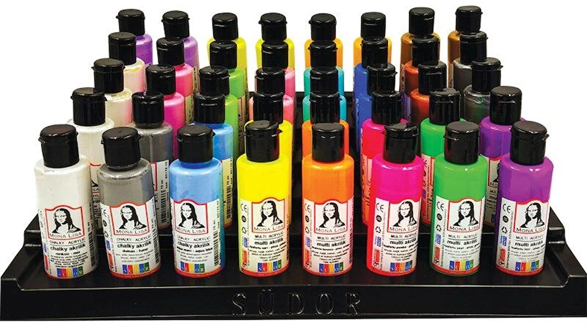 Supertrend Mona Lisa Akrilik Boya Seti Metalik-Fosforlu-Pastel Renkler 70 ml. x 40 Adet Karışık Sınıf Seti