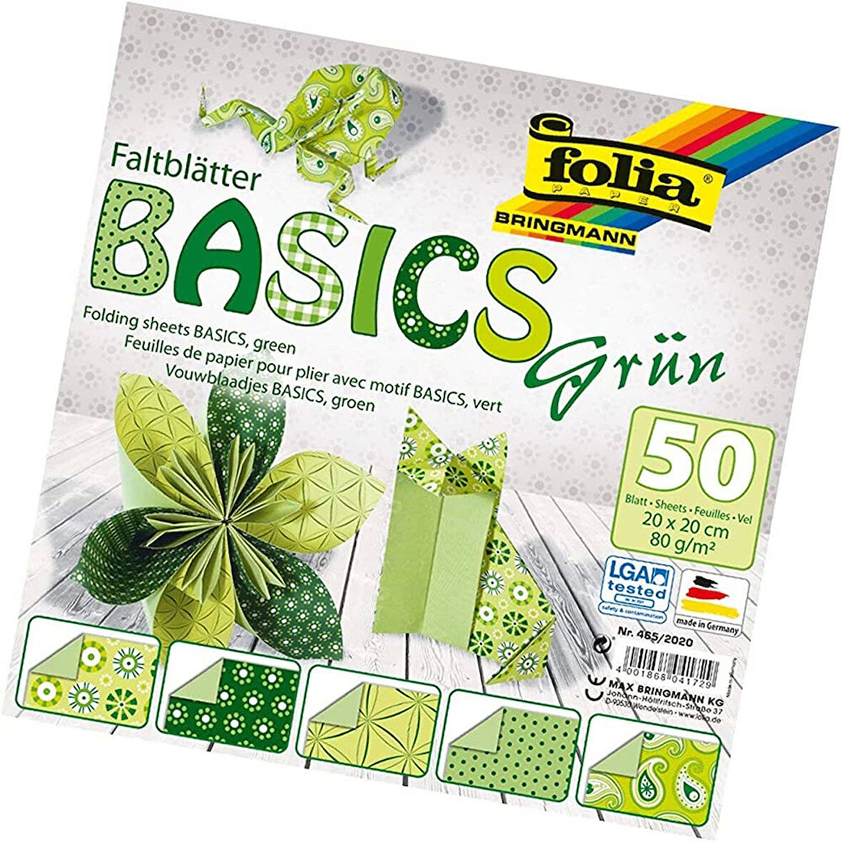 Supertrend Origami Kağıdı 20x20 cm. 5 Desen 50 Yaprak Basic Yeşil