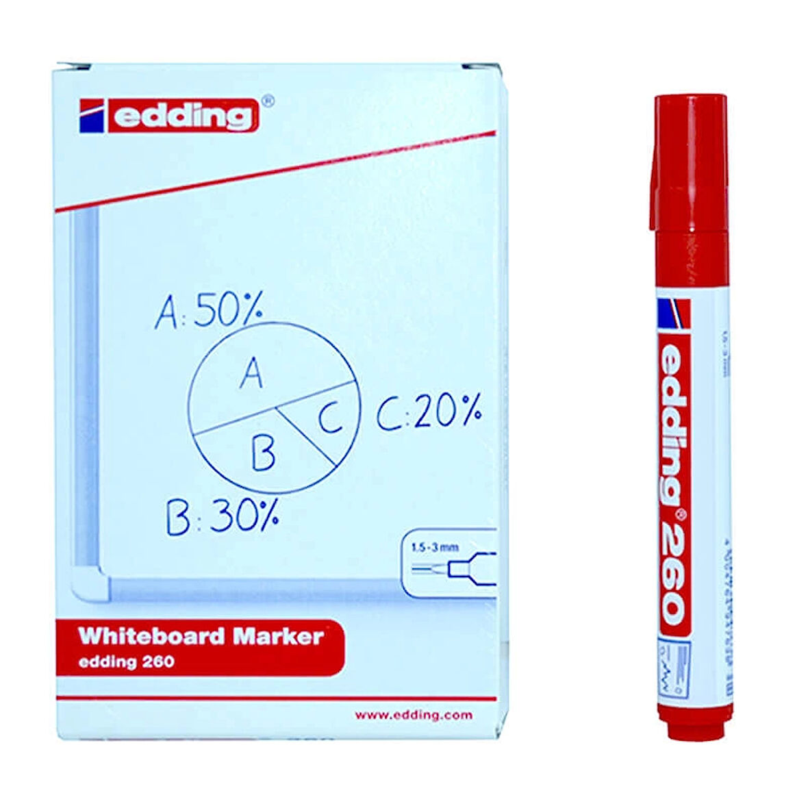 Supertrend 260 Whiteboard Marker Yazı Tahtası Kalemi 10'lu Kutu Kırmızı