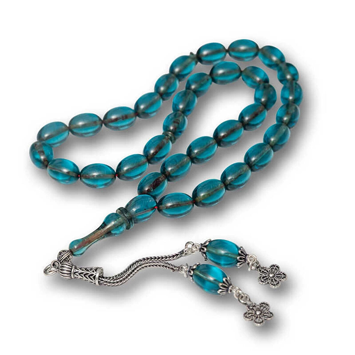 Supertrend Gümüş Püsküllü Ateş Kehribar Tesbih