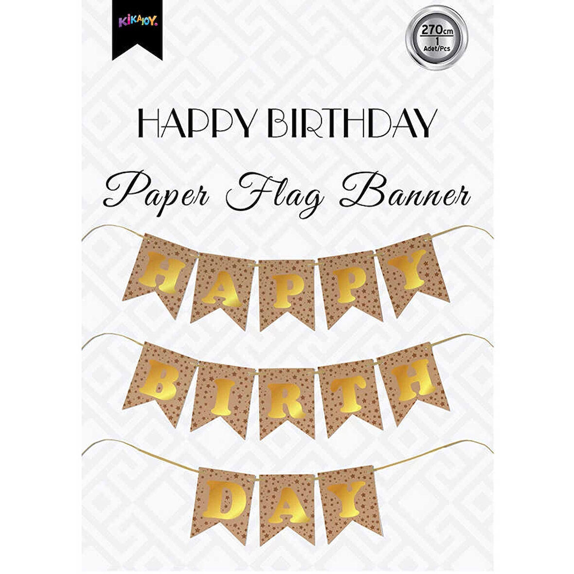 Happy Birthday Kraft Zemin Altın Harf Afiş