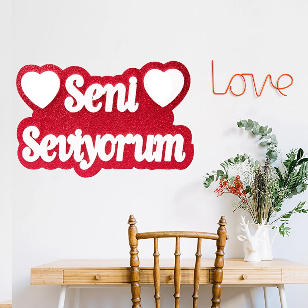 Seni Seviyorum El Yazılı Strafor Süs
