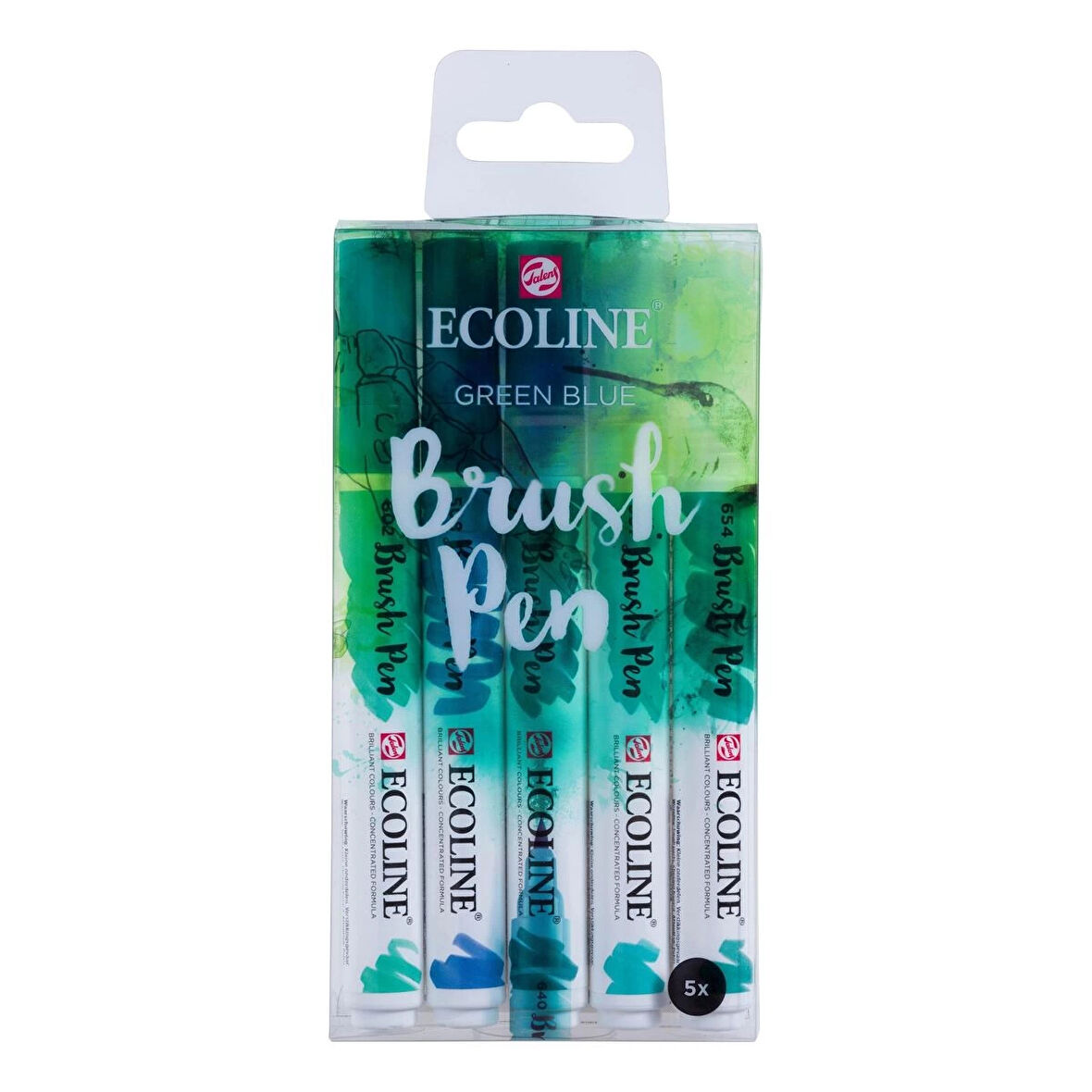Supertrend Ecoline Brush Pen Fırça Uçlu Kalem Seti 5 Renk GREEN BLUE COLOURS