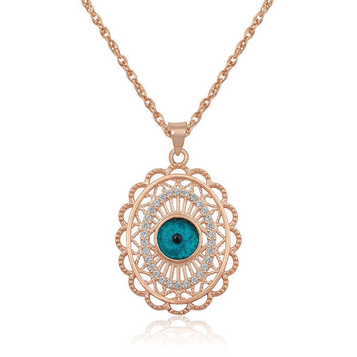 Supertrend ​gümüş Rose Oval Nazar Kadın Kolye