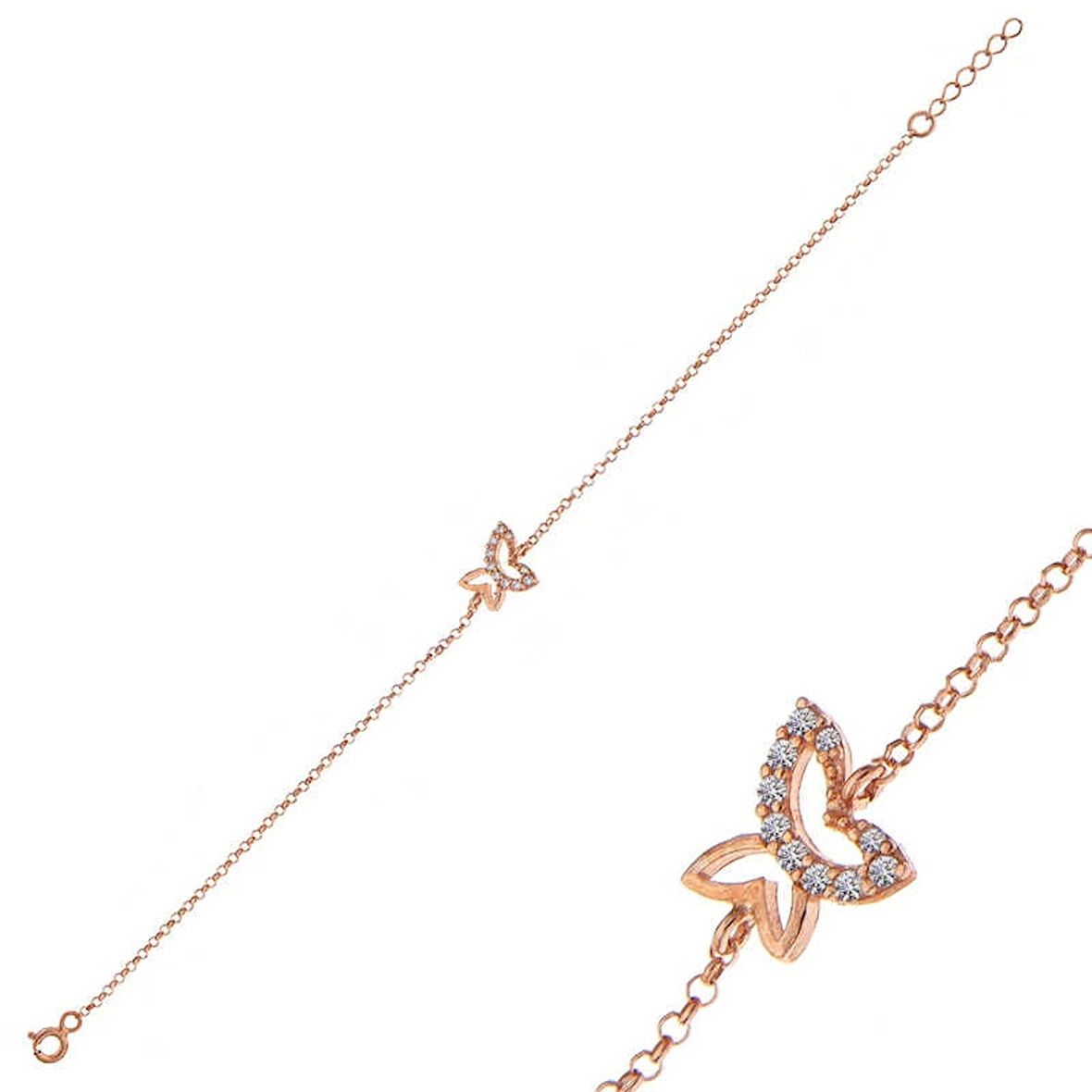 Supertrend ​gümüş Rose Kelebek Kadın Bileklik