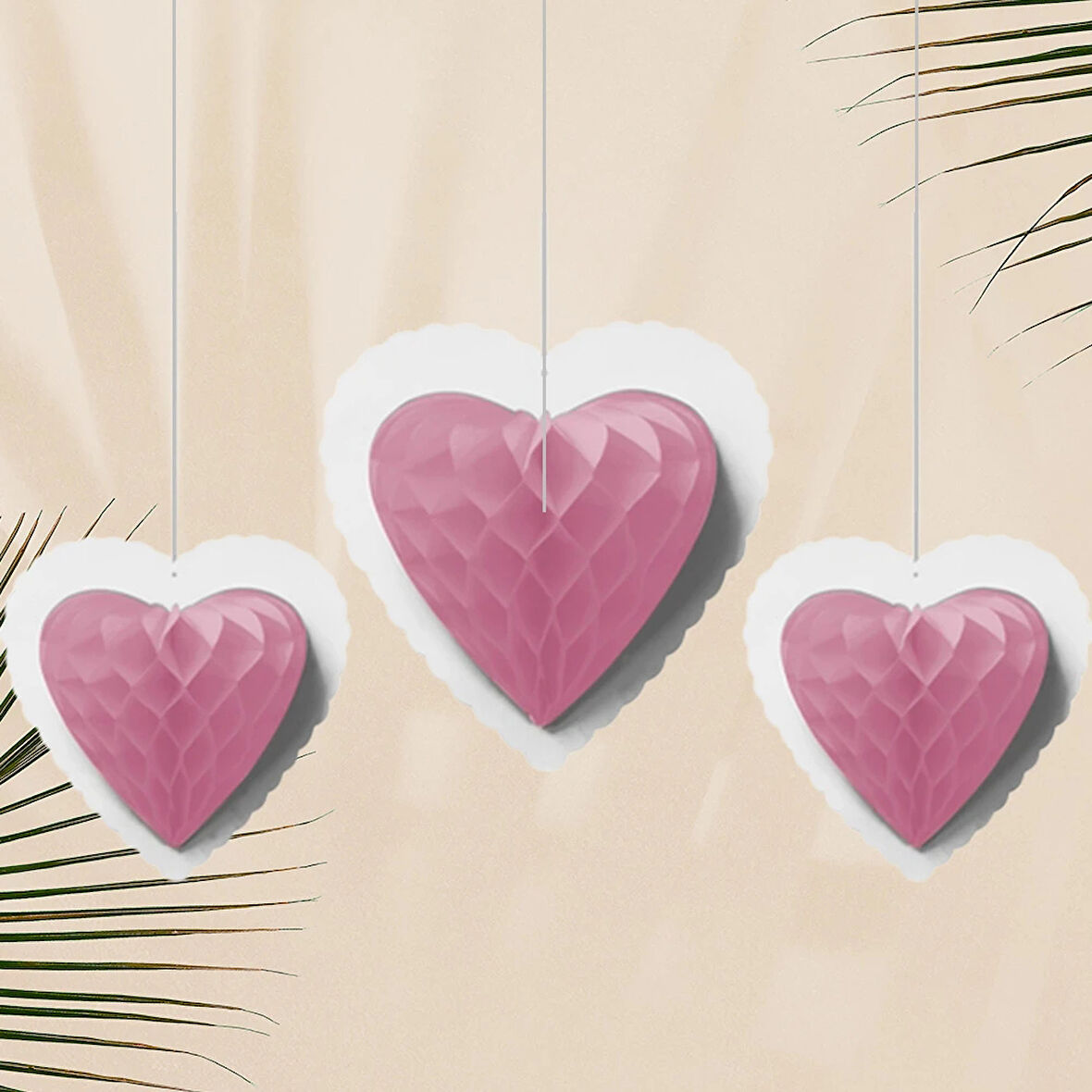 Üçlü Kalp Petek Süs