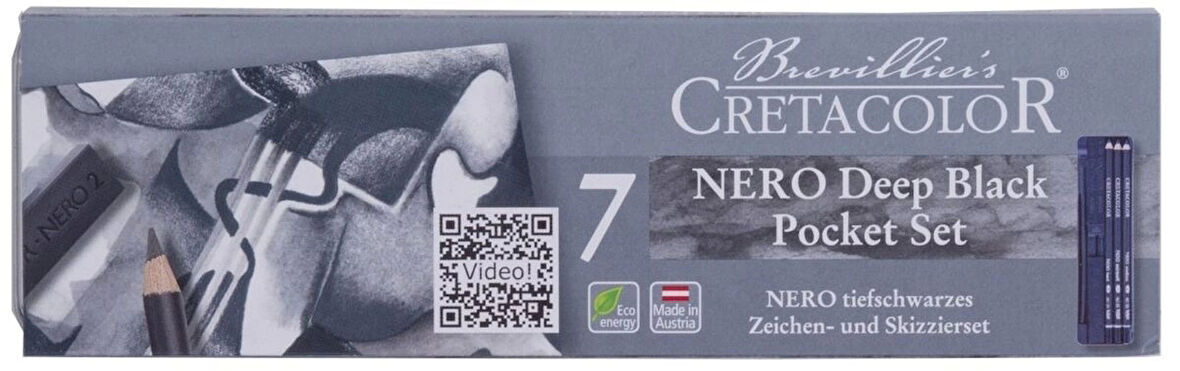 Supertrend Nero Deep Black Pocket Set Karakalem Eskiz Çizim Seti Metal Kutu 7 Parça