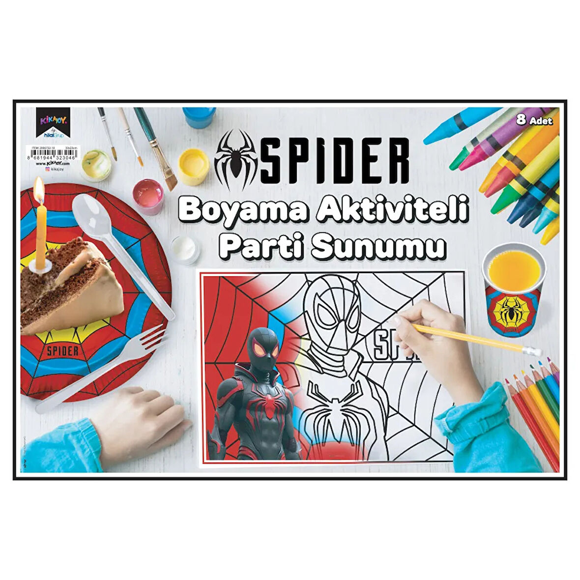 Spider Boyama Aktiviteli Parti Sunumu 8li