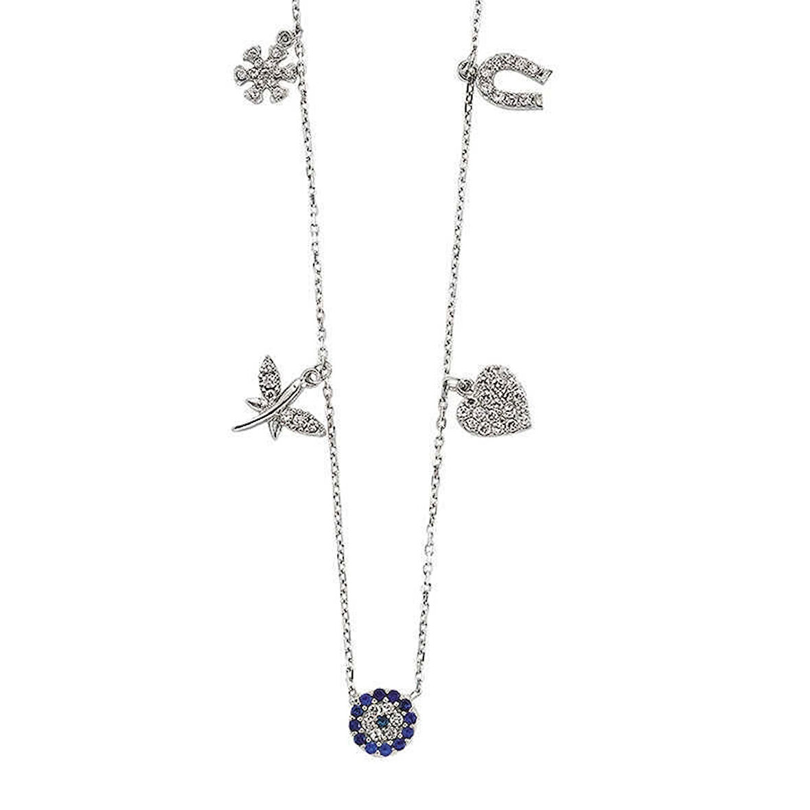 Supertrend Gümüş Nazarlı Şans Kolyesi