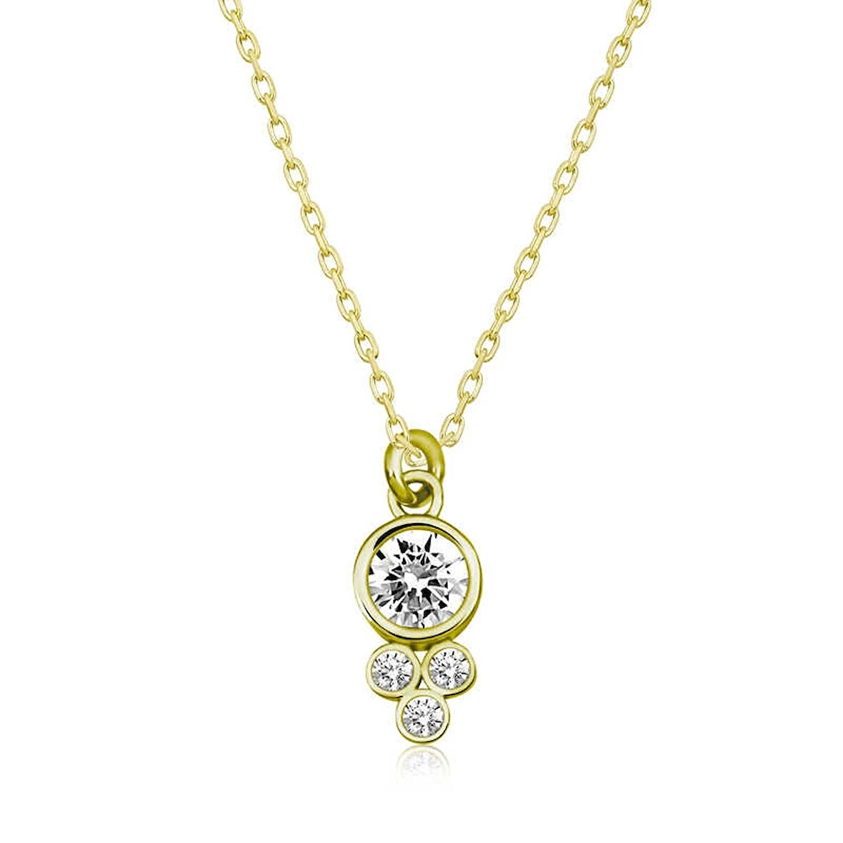 Supertrend Gümüş Gold Çiğ Damlası Yuvarlak Tektaş Kadın Kolye