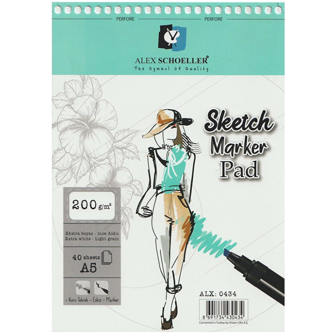 Supertrend Spiralli Sketch Marker Defteri Pad 200 gr. A5 40 yp.