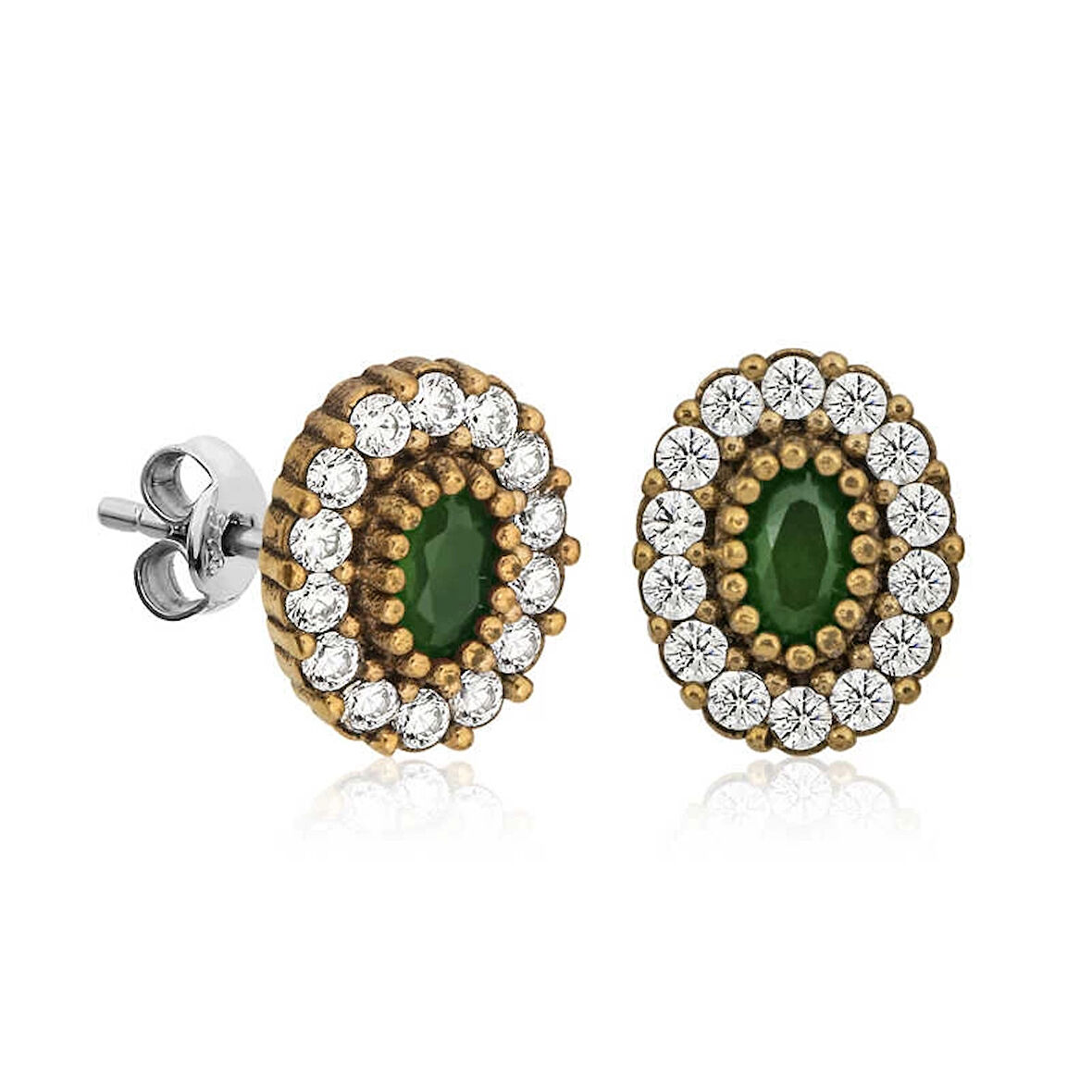 Supertrend Gümüş Otantik Oval Çivili Kadın Küpe