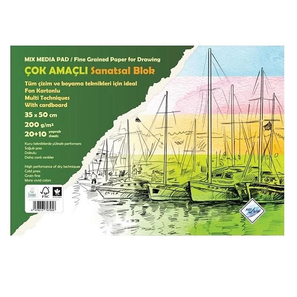 Supertrend Resim Defteri Fon Kartonlu 35x50 cm. 200 gr. 20+10 yaprak (SD-405)