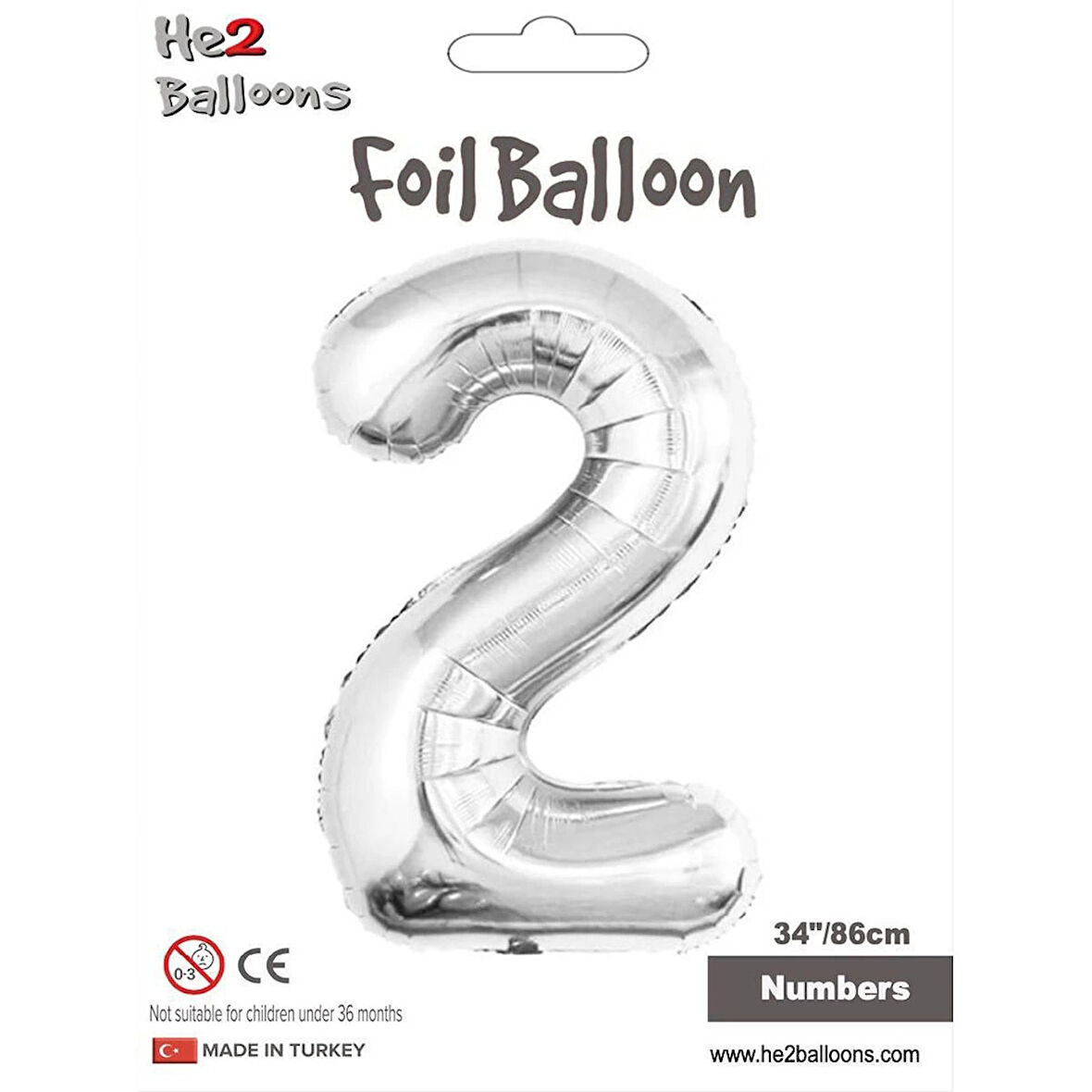 2 Rakam Gümüş Folyo Balon 34"