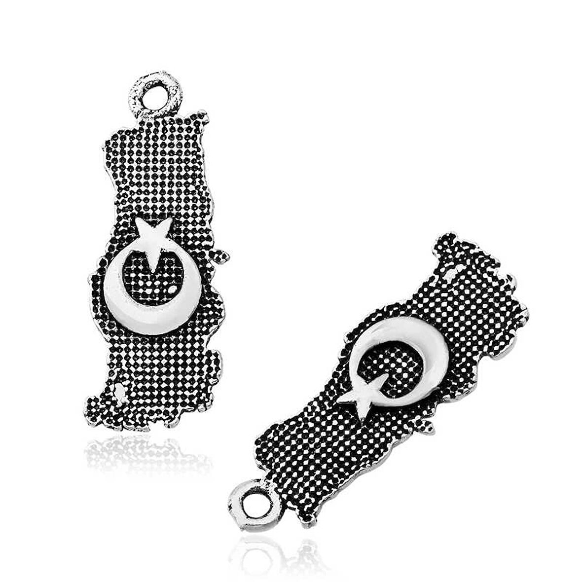 Supertrend ​gümüş Ay Yıldız Motifli Türk Bayrağı Tesbih Püskülü