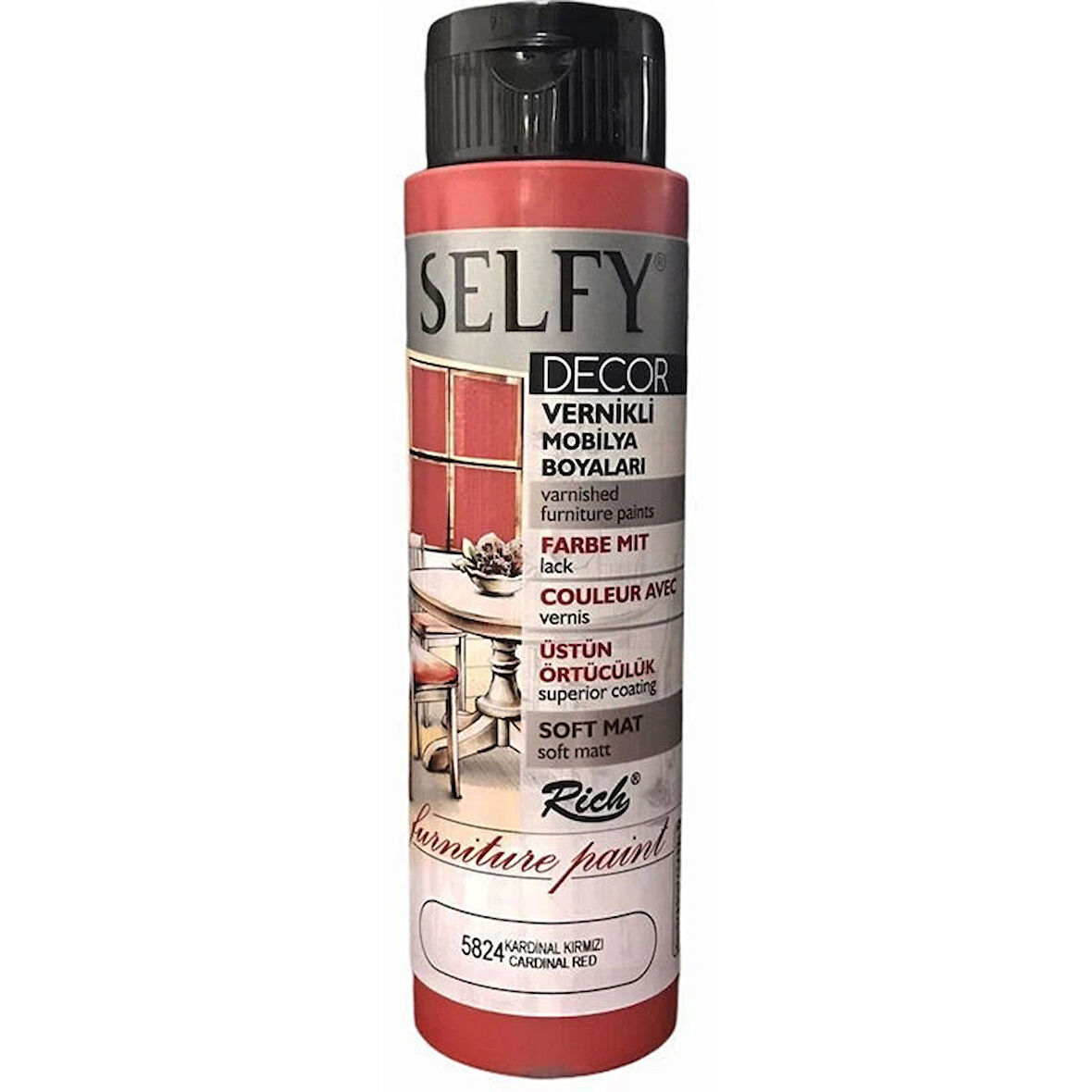 Supertrend Selfy Decor Vernikli Boya 500 cc 5824 KARDİNAL KIRMIZI