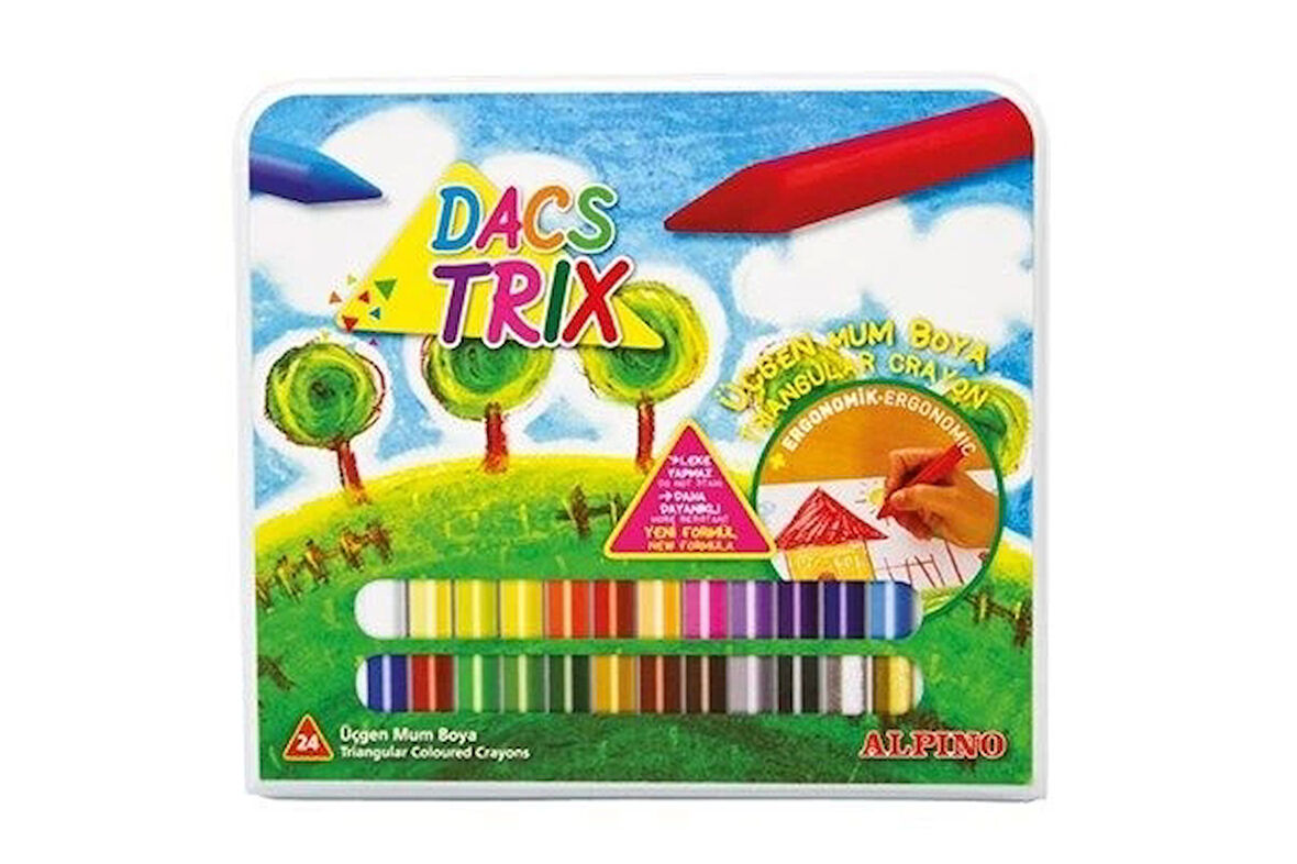 Supertrend Dacstrix Üçgen Mum Boya 24 Renk Plastik Çantalı