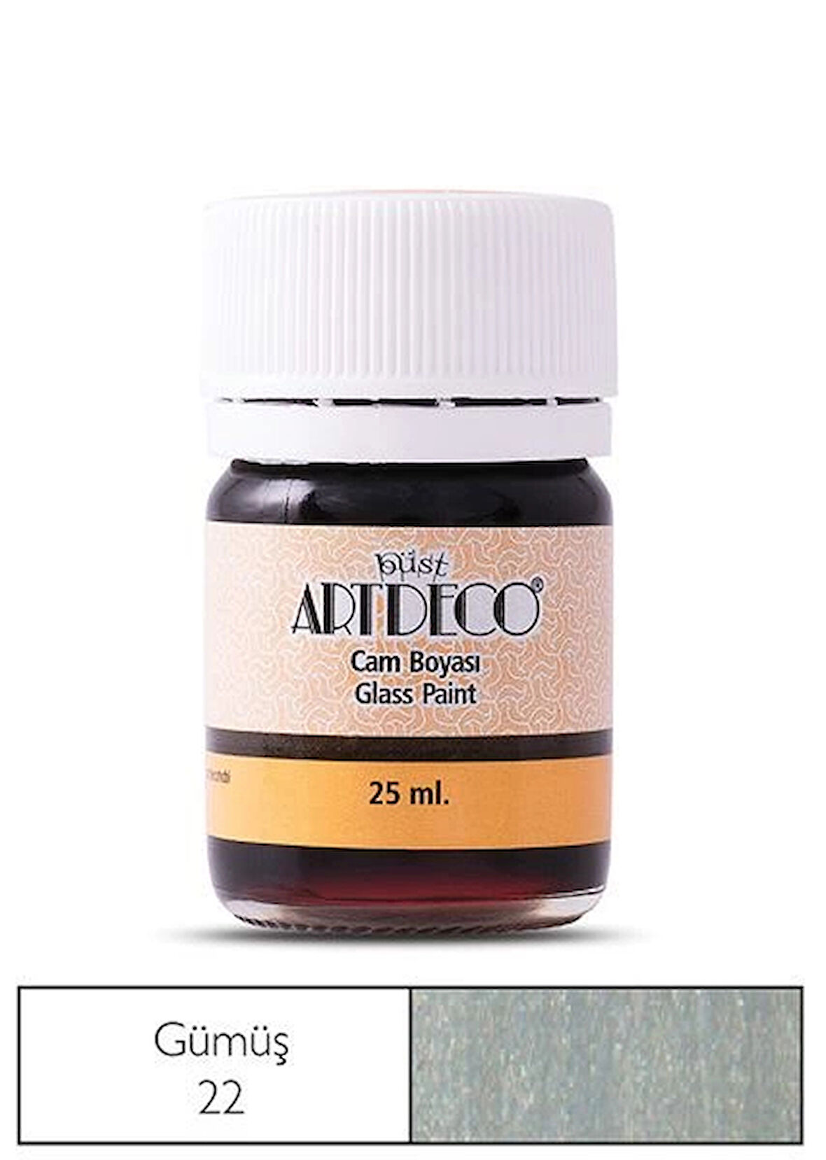 Supertrend Cam Vitray Boyası 25 ml. 22 METALİK GÜMÜŞ