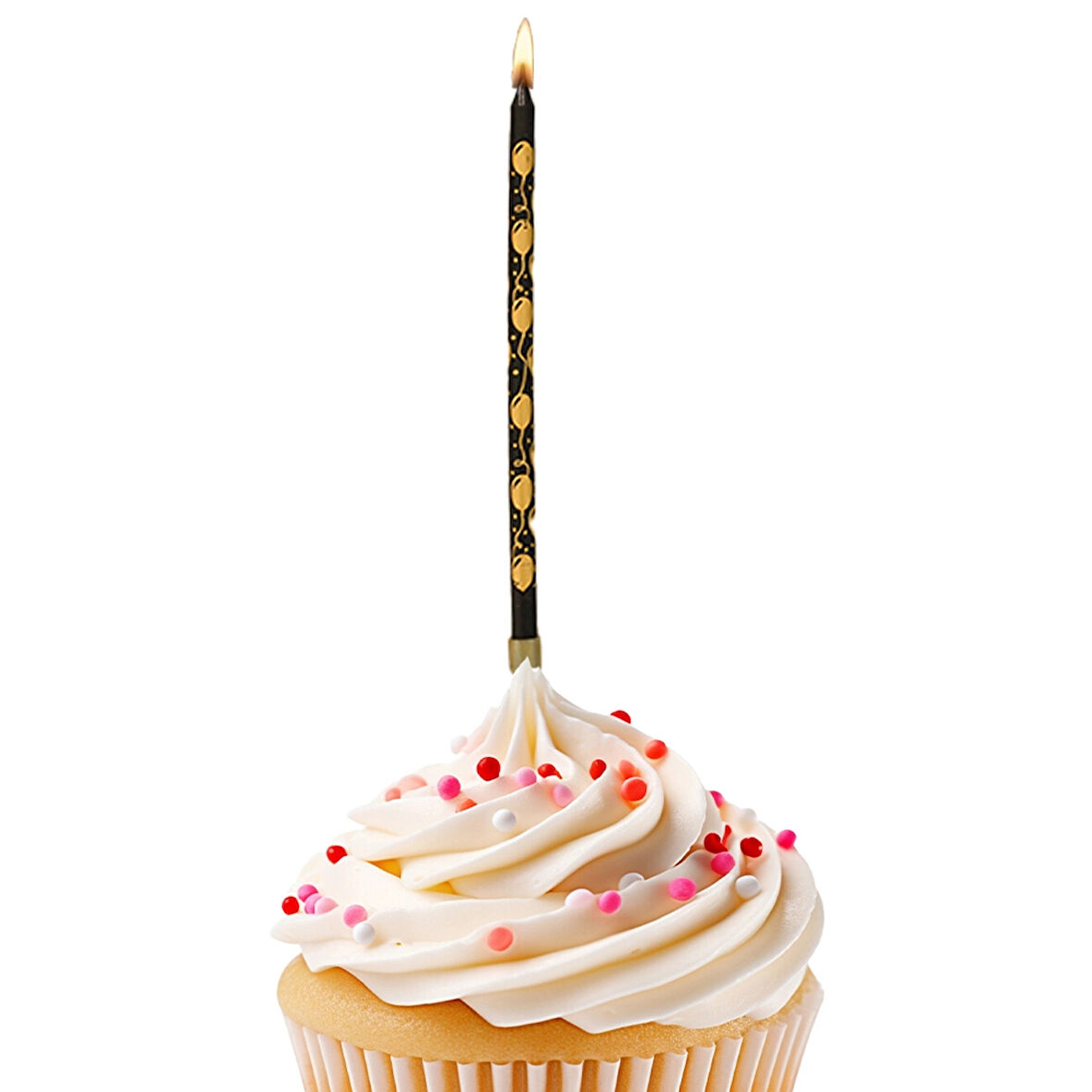 Balon Desenli Siyah Doğum Günü Mumu