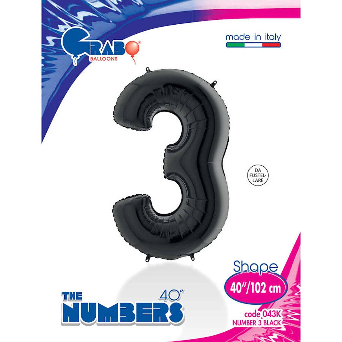 3 Rakam Supertrend Siyah Folyo Balon 40"