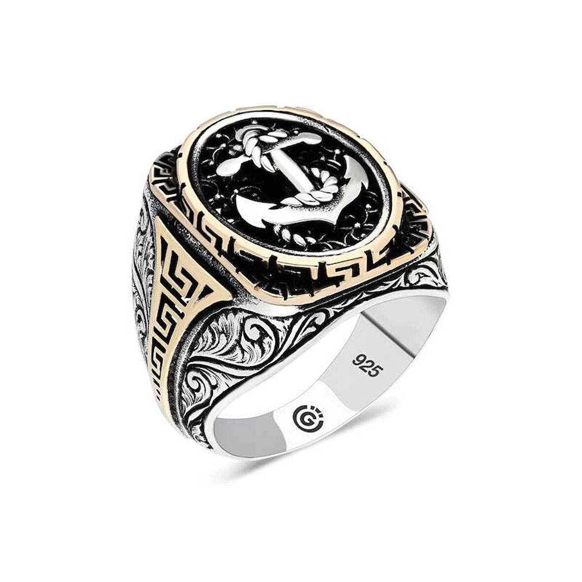 Supertrend Gümüş Deniz Çapası Oval Erkek Yüzük