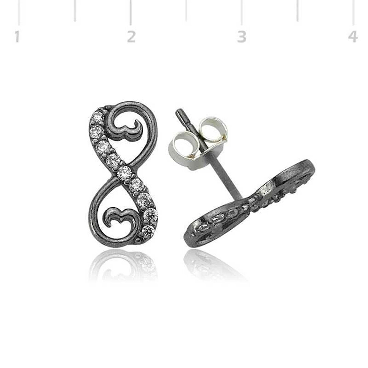 Supertrend Gümüş Kalpli Sonsuzluk Çivili Küpe