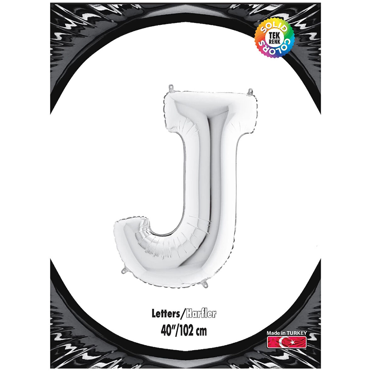 J Harf Gümüş Folyo Balon 40"