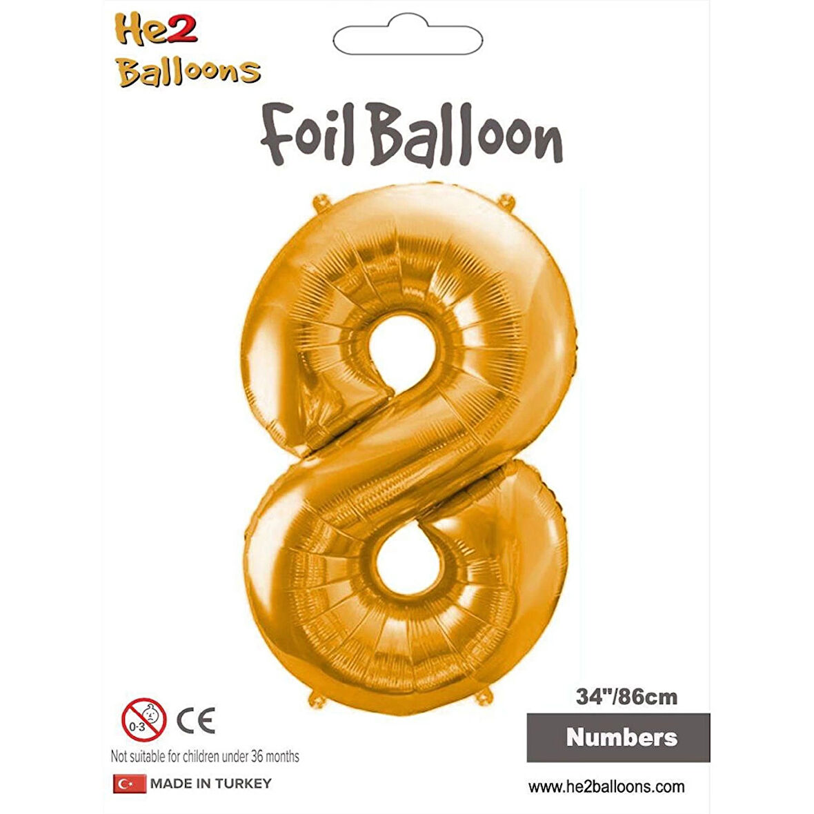 8 Rakam Altın Folyo Balon 34"