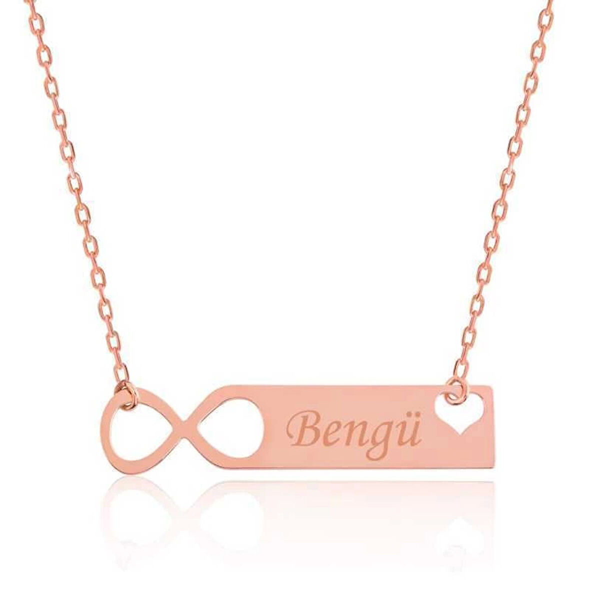 Supertrend Gümüş Rose Kişiye Özel Sonsuzluk İsimli Kolye