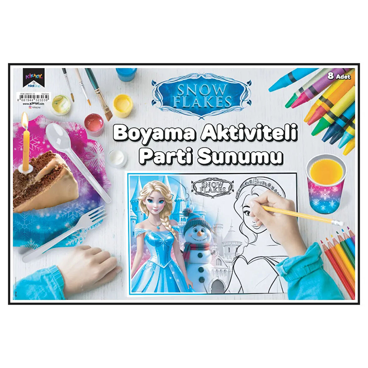 Snowflakes Boyama Aktiviteli Parti Sunumu 8li