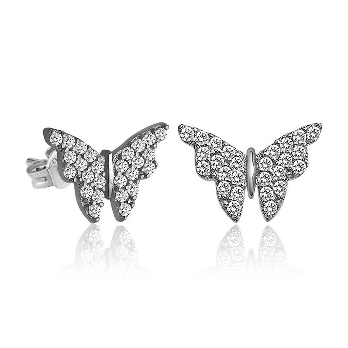 Supertrend Gümüş Beyaz Kelebek Küpe