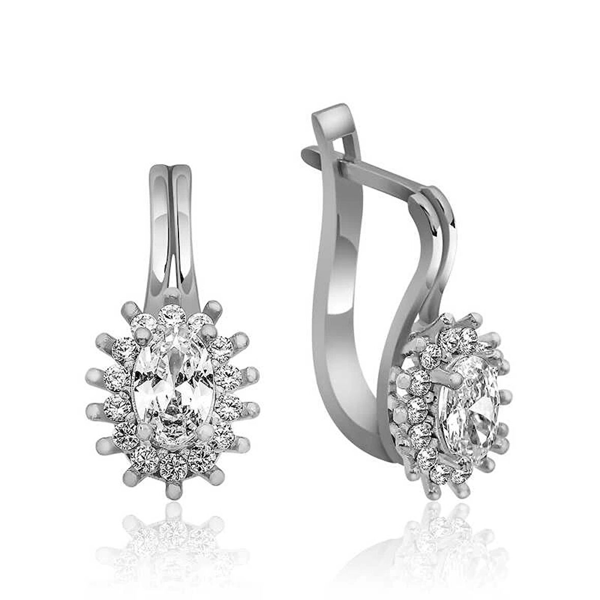 Supertrend Gümüş Mengeçli Oval Kesim Küpe