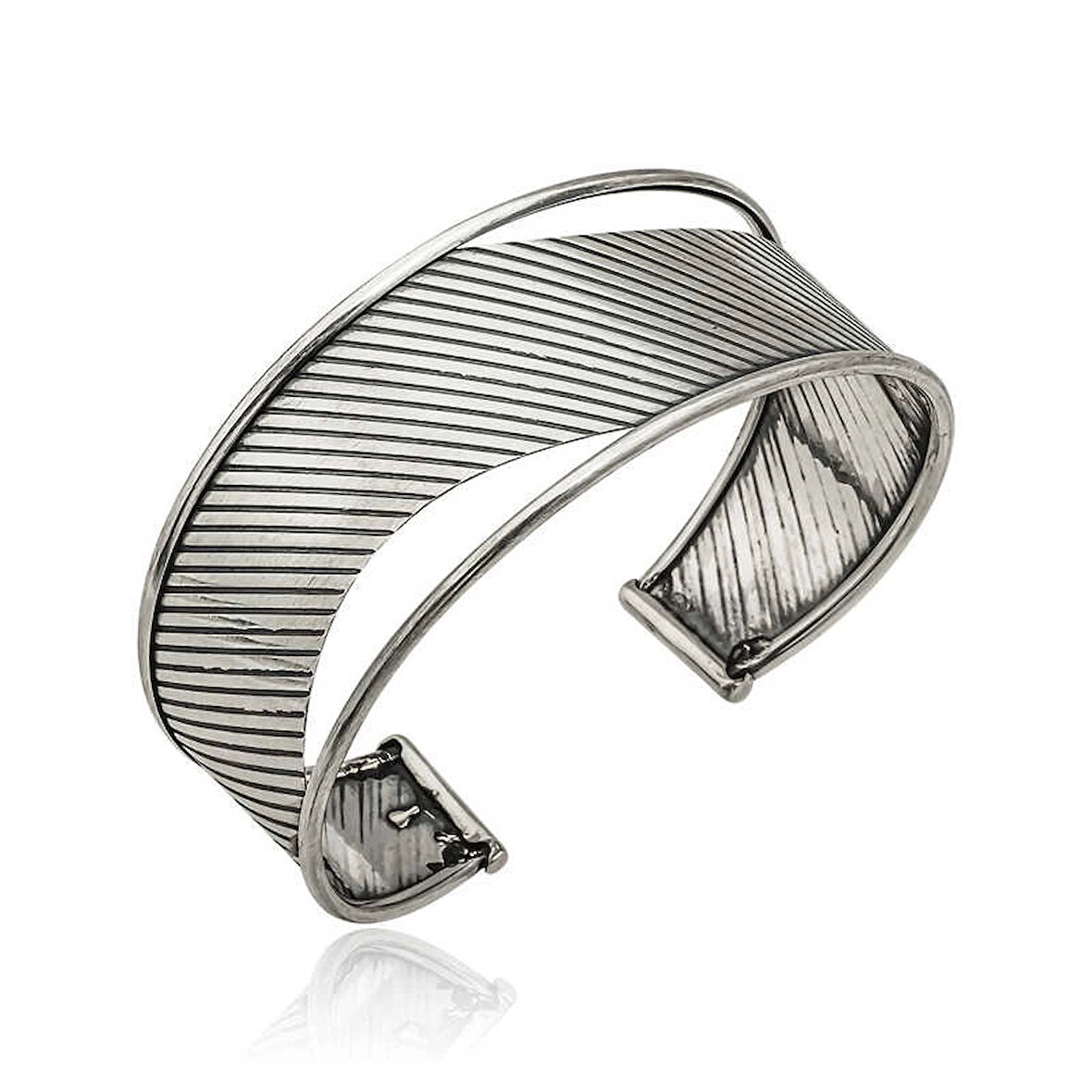 Supertrend Gümüş Eskitme Desenli Kadın Bilezik