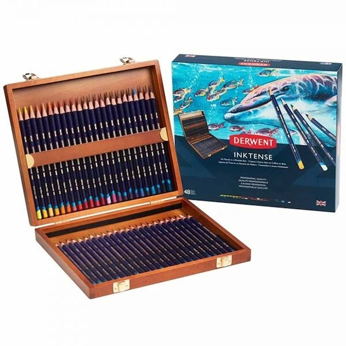 Supertrend Inktense Mürekkep Etkili Aquarell Boya Kalemi Seti 48'li Ahşap Kutu