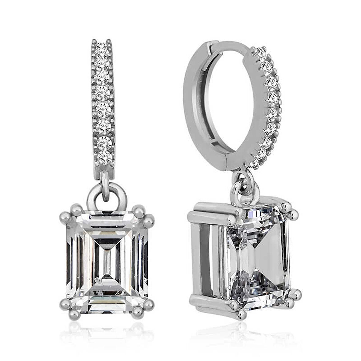 Supertrend Gümüş Baget Taşlı Halka Küpe