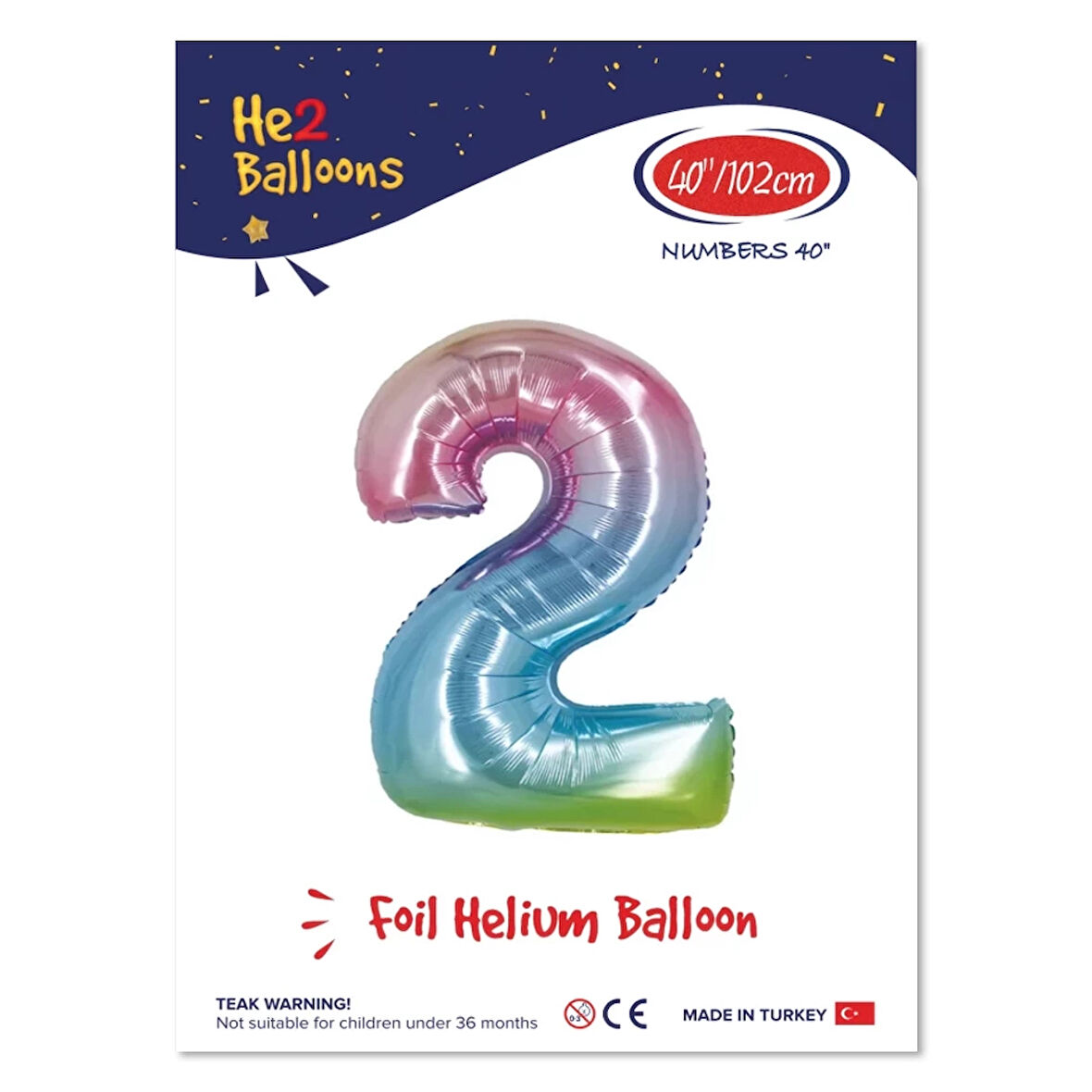 2 Rakam Rainbow Folyo Balon 40"