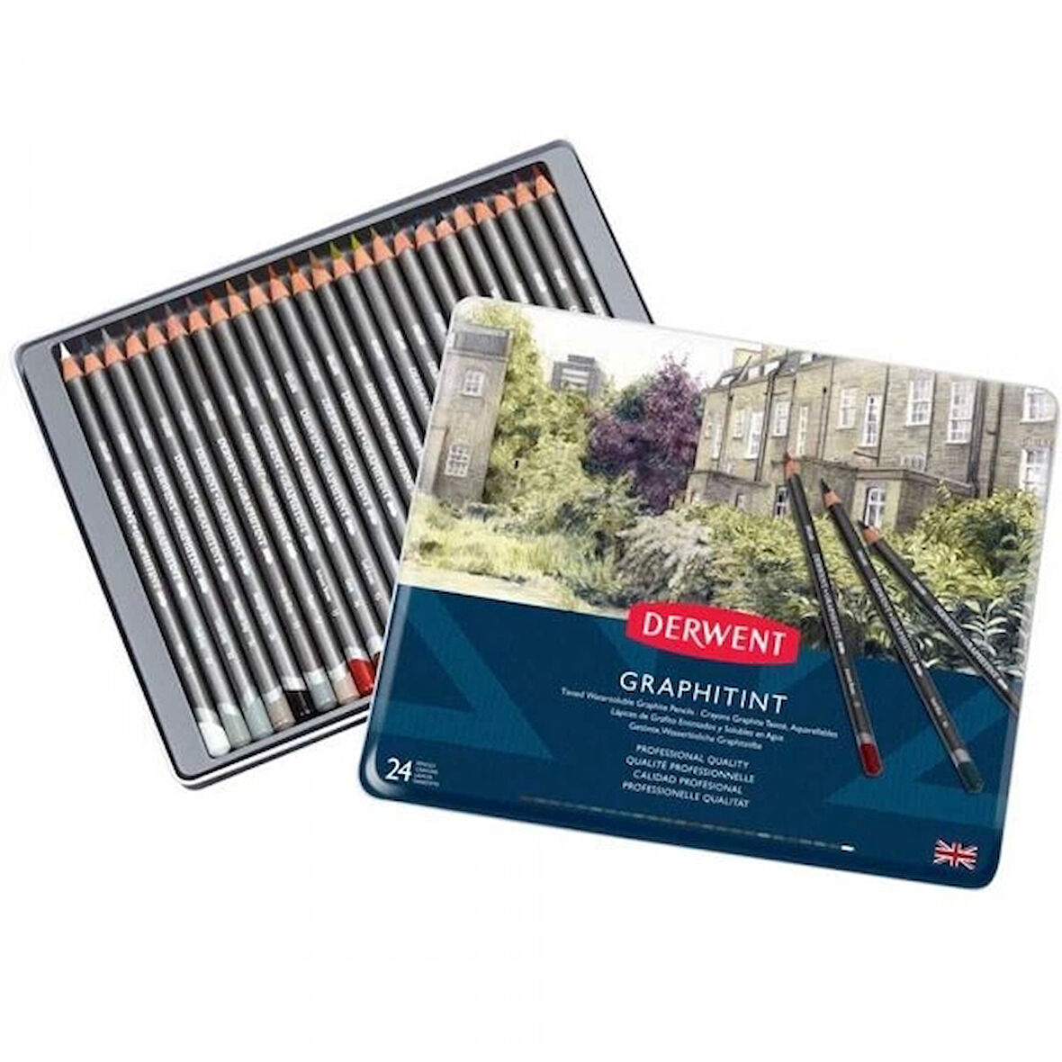 Supertrend Graphitint Suda Çözünebilen Renkli Eskiz Çizim Kalemi Seti 24'lü Teneke Kutu