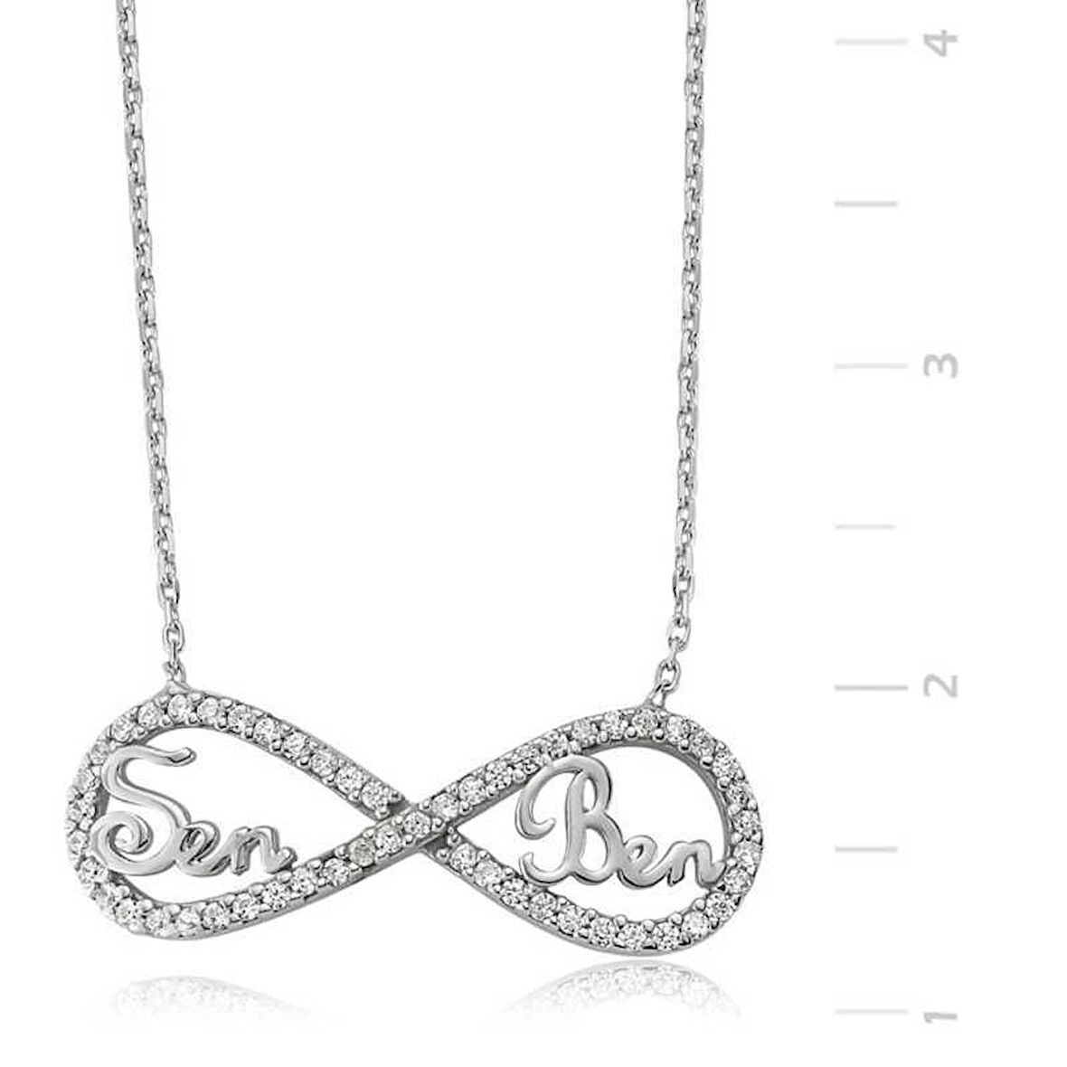 Supertrend Gümüş Sen Ben Yazılı Sonsuzluk Kadın Kolye