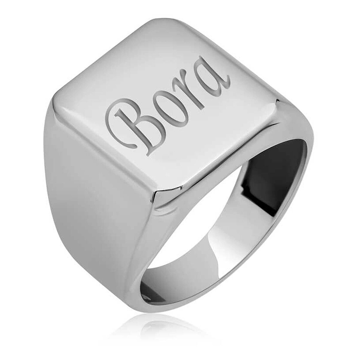 Supertrend Gümüş Kişiye Özel Kare Erkek Yüzük