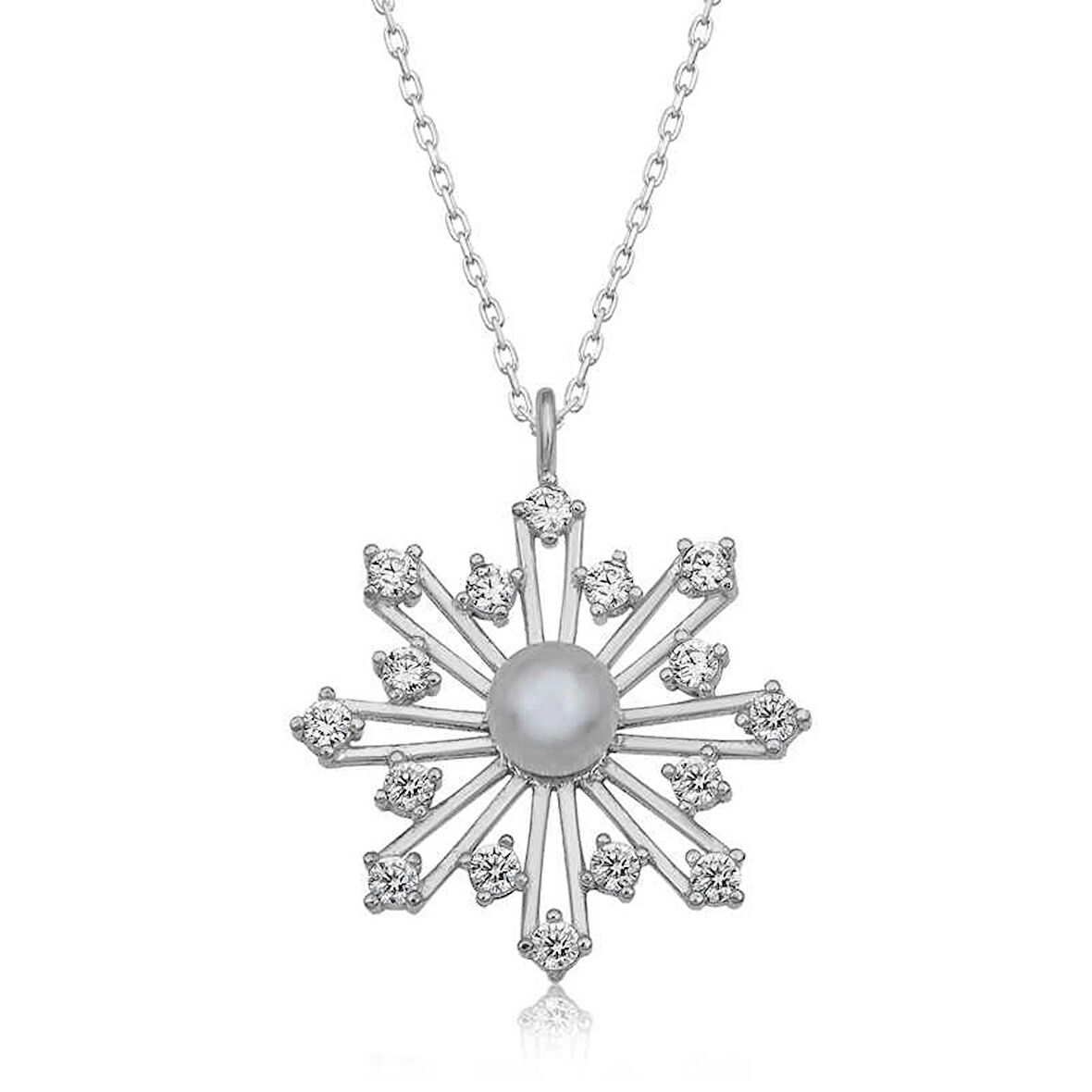 Supertrend Gümüş İncili Kar Tanesi Kadın Kolye