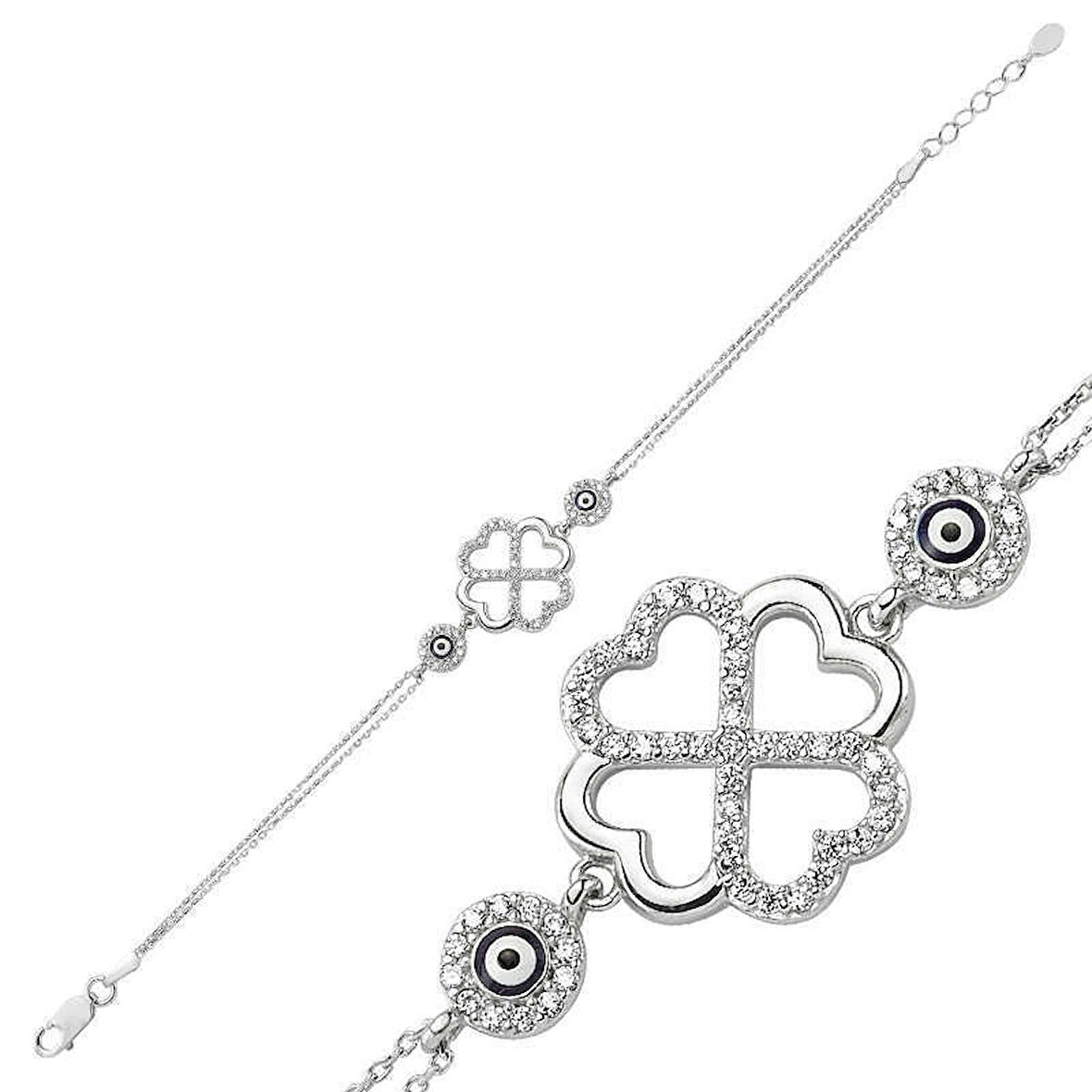 Supertrend Gümüş Kalpli Yonca Kadın Bileklik