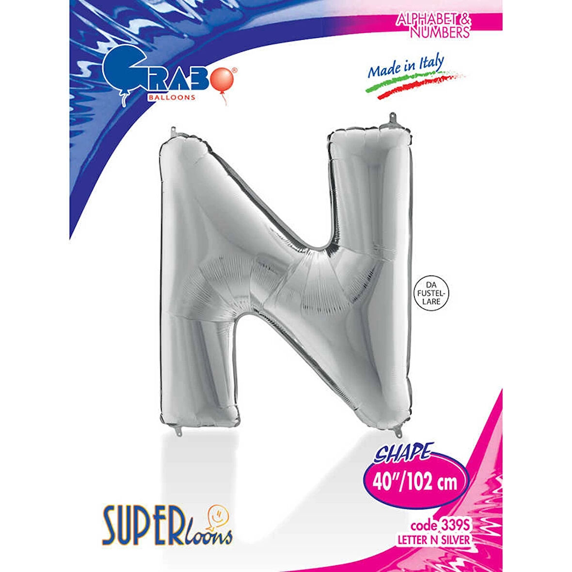 N Harf Supertrend Gümüş Folyo Balon 40"