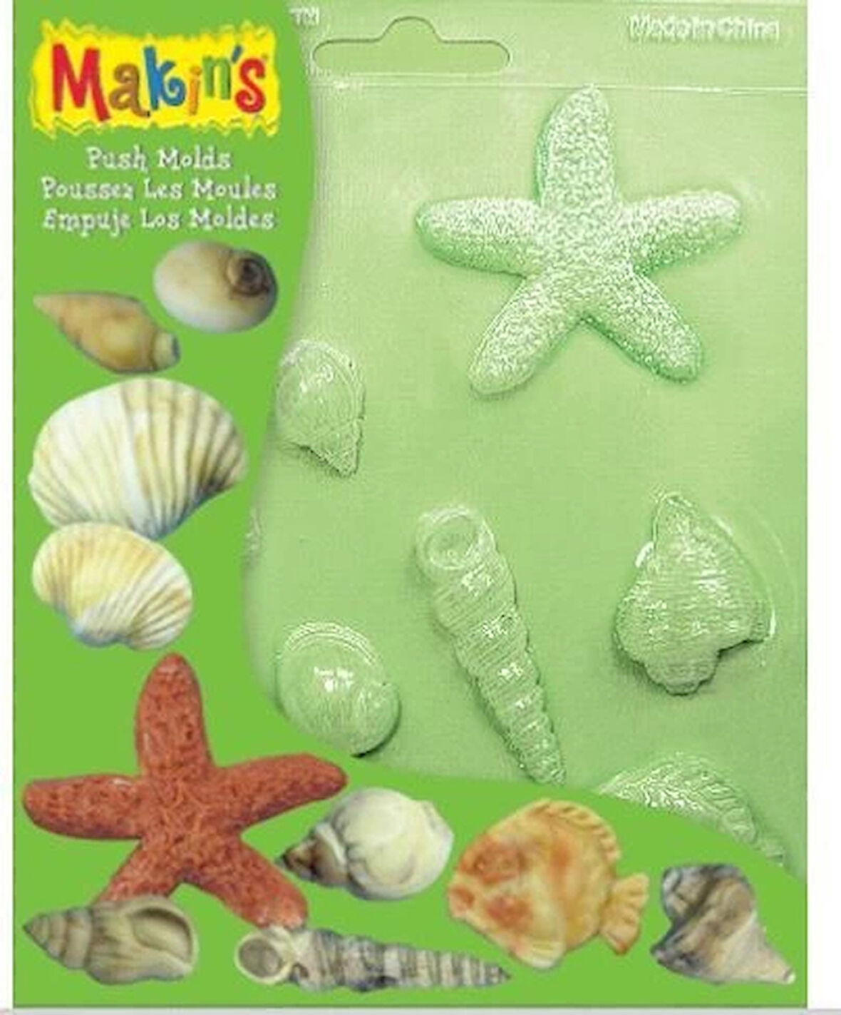 Makin's Clay Push Mold Polimer Kil Şekillendirme Kalıbı Deniz Kabukları